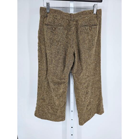 Theory Womens Sz 4 Wide Leg Cropped Dress Pants Wool Blend Tweed Beige - Picture 4 of 6